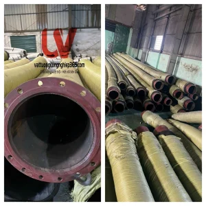 Ống cao su hút cát 300 có gắn 2 đầu sắt, gắn bích sắt