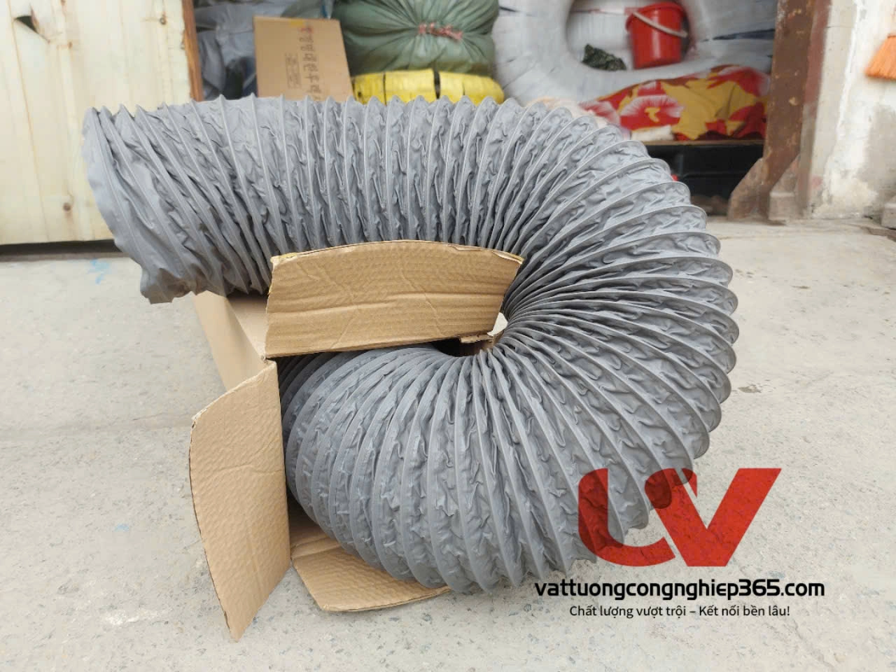 Phân phối ống gió mềm vải D175 lắp quạt thông gió