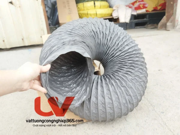 Phân phối ống gió mềm vải phi 125 lắp quạt thông gió, hút mùi, hút khói