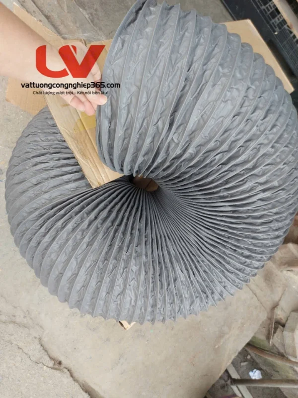 Phân phối ống gió mềm vải D500 lắp quạt thông gió, dẫn khí nóng