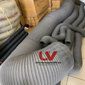 Phân phối ống gió mềm vải D500 lắp quạt hút bụi nhà xưởng